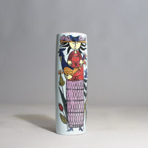 Stig Lindberg for Gustavsberg. Vase in faienze Karnerval. Cylindervas fajans. Wigerdals