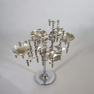 A tree of Nagel candle sticks in chrome steel. Ljusstakar i stål samling träd Wigerdals
