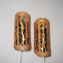 A pair of 1970's wall lamps in copper by Virvavalaisin AY, Finland. Vägglampor i koppar