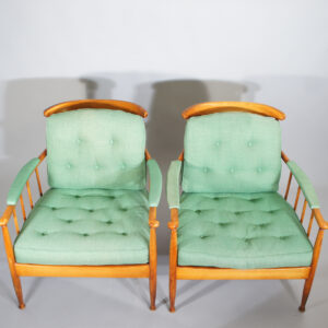 Kerstin Holmqvist for OPE-Möbler, Sweden. "Skrindan" a pair of easy chairs in walnut
