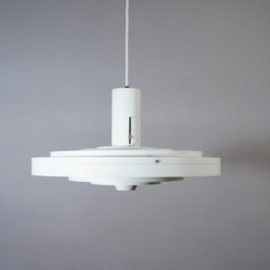 Sophus Frandsen for Fog & Morup, Denmark. "Fibonacci". Ceiling lamp in metal shade rings. Takbelysning Wigerdals