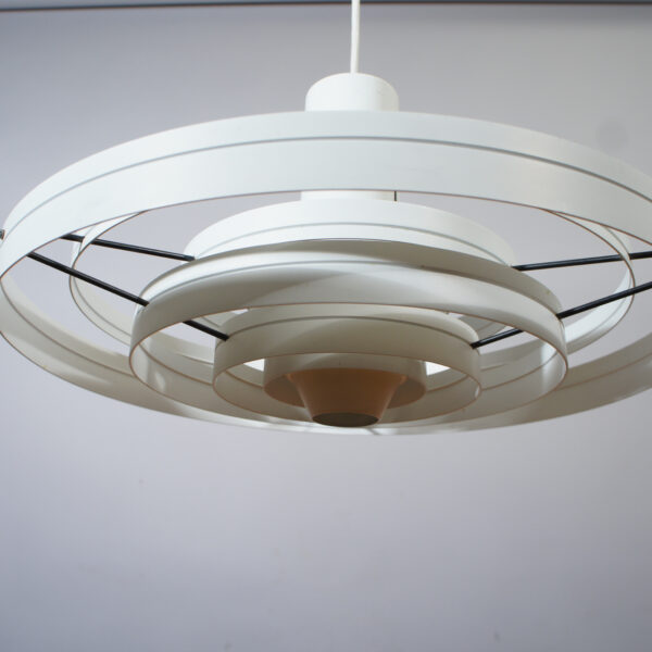 Sophus Frandsen for Fog & Morup, Denmark. "Fibonacci". Ceiling lamp in metal shade rings. Taklampa belysning Wigerdals