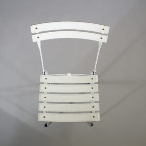 Marco Zanusuo for Zanotta, Italy. "Celestina". Folding chair in stell with seat and back in white leather. Fällstolar läder italien