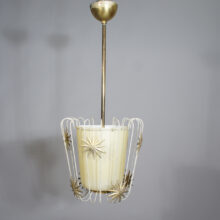 Hans Bergström for Ateljé Lyktan, Sweden. 1940's ceiling lamp in glass and metal decoration Taklampa i glas med metalldekoration. Wigerdals Värld
