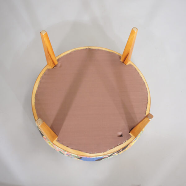Josef Frank for Svenskt Tenn, Sweden. Stool 647 in walnut and Franks fabric Anakreon.
