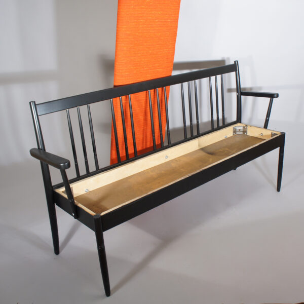 Soffa in colored wood by Edsbyverken, Sweden. Pinnsoffa Wigerdal.