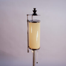 1930's art deco floor lampa in chrome steel and glass. Golvlampa funkis 30-tal Wigerdal