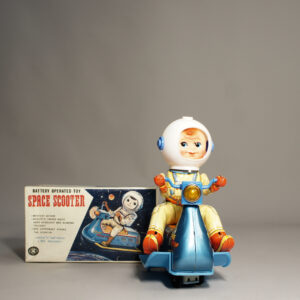 1960's japanese space toy by Masudaya "Space scooter" Mint in box. Plåtleksak Wigerdals