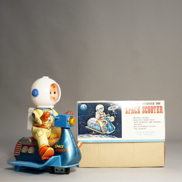 1960's japanese space toy by Masudaya "Space scooter" Mint in box plåtleksak. Wigerdals