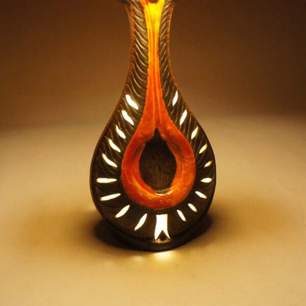 1960's gigant floor lamp in ceramic with shade in fabric. Golvlampa i keramik tygskärm 60-tal Wigerdals