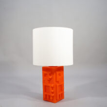 1960's table lamp in orange glass with light. Bordslampa i orangt glass Wigerdals
