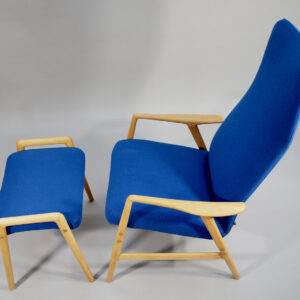 Easy chair with ottoman by Alf Svensson for Ljungs industrier. Fåtölj med fotpall Wigerdals
