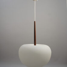 1960's ceiling lamp in glass and teak. Taklampa i glas och teak. Wigerdals