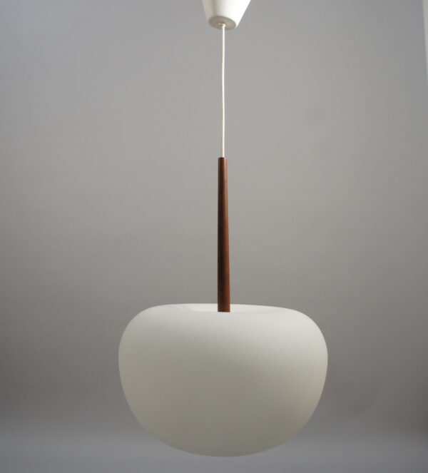 1960's ceiling lamp in glass and teak. Taklampa i glas och teak. Wigerdals