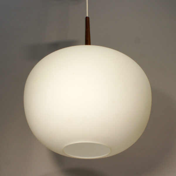 1960's ceiling lamp in glass and teak.