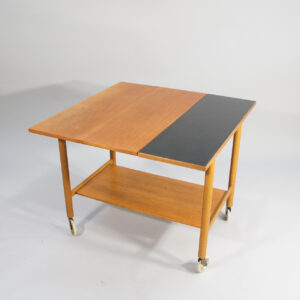 Serving trolley on wheels by Gemla Sweden in teak and laminate. Serveringsvagn Wigerdals