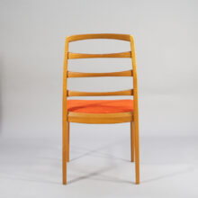Four 1960's chairs in oak with new reupholstered seats by Bertil Fridhagen for Bodafors, Sweden. "Reno" 4 st nyklädda stolar i ek