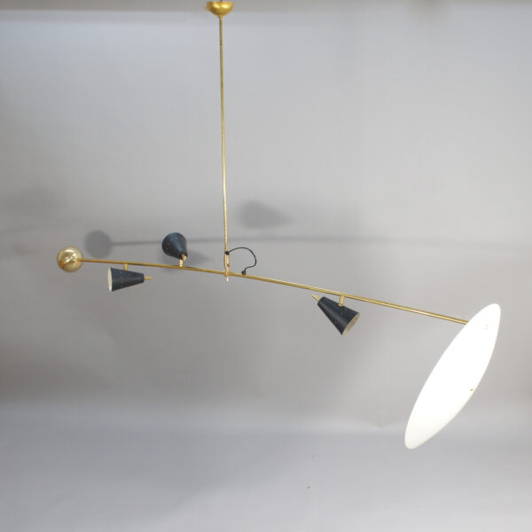Ceiling lamp in brass and painted metal by Luci Srl, Parma Italy. "Bamboo". Taklampa i mässing italien Wigerdals