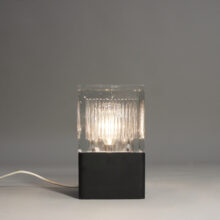 1970's table lamp in glass and metal. Bordslampa glas metall