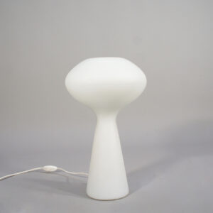 Mushroom lamp by Lisa Johansson-Pape for Pukeberg, Sweden. 1950's lamp in frosted glass bordslampa i frostat glas Wigerdal.com