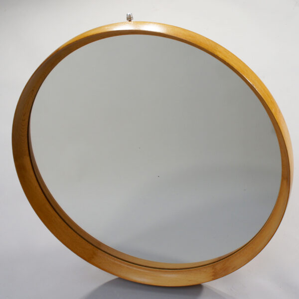 1960's round mirror in oak by Luxus, Sweden. Rund spegel i ek Luxus wigerdal.com