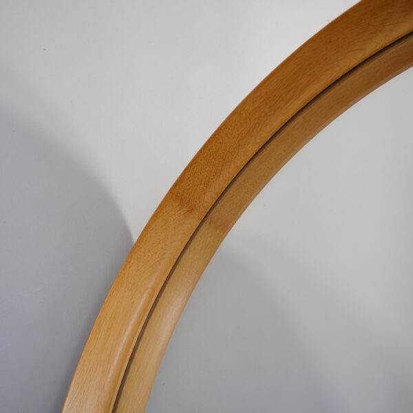1960's round mirror in oak by Luxus, Sweden.