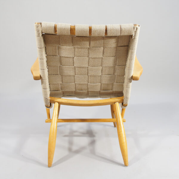 Yngve Ekström "Per" a pair of arm chairs in beech and webbing. Ett par karmstolar i bok och sadelgjord wigerdal.com
