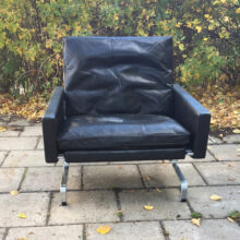 Christansen,Denmark. Pk31- Easy chair in black leather and legs in steel. Wigerdal com