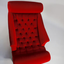 Adolf Loos. "Knieschwimmer" 1906. Easy chair in new production with velvet and legs in wood.