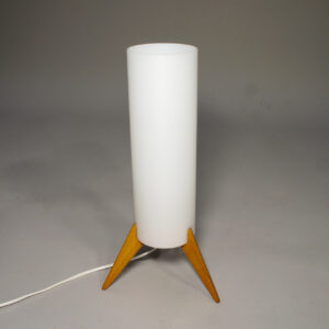 Table lamp in oak and acryl by Östen & Uno Kristiansson for Luxus, Sweden. "Raketen".