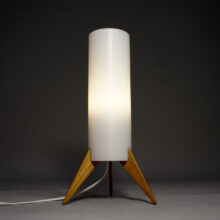 Table lamp in oak and acryl by Östen & Uno Kristiansson for Luxus, Sweden. "Raketen".
