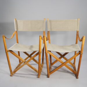 MK-16. Folding chairs in beech, canvas and details in brass by Mogens Koch license made by Källemo, Sweden.