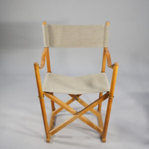 MK-16. Folding chairs in beech, canvas and details in brass by Mogens Koch license made by Källemo, Sweden.