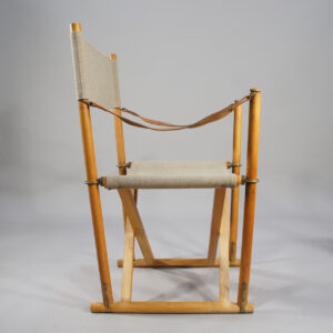 MK-16. Folding chairs in beech, canvas and details in brass by Mogens Koch license made by Källemo, Sweden.