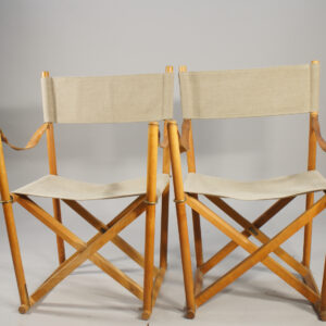 MK-16. Folding chairs in beech, canvas and details in brass by Mogens Koch license made by Källemo, Sweden.