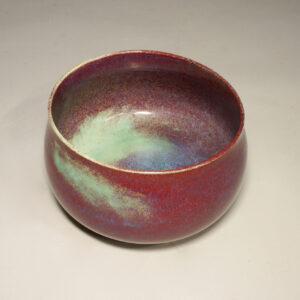 Stig Lindberg for Gustavsberg, Sweden. A unique 1950's bowl in stoneware with red glaze.