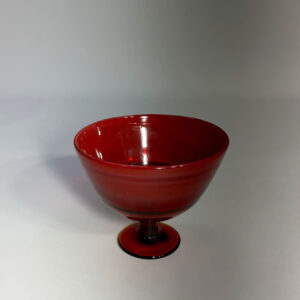 Erik Höglund for Kosta, Sweden. Signed bowl on foot in red glass