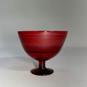 Erik Höglund for Kosta, Sweden. Signed bowl on foot in red glass