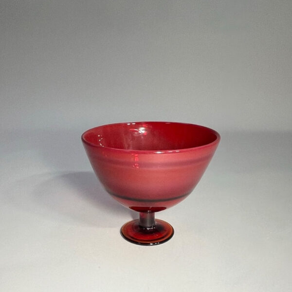 Erik Höglund for Kosta, Sweden. Signed bowl on foot in red glass