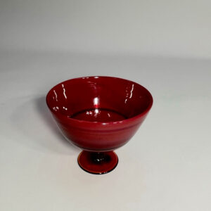 Erik Höglund for Kosta, Sweden. Signed bowl on foot in red glass