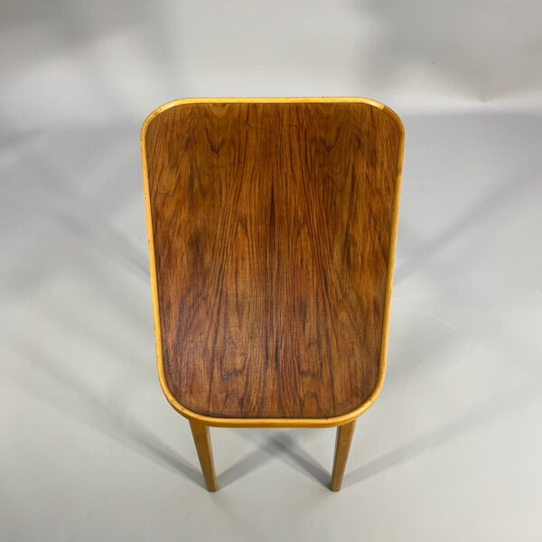 1940-50's side table in beech and walnut by Nordiska Kompaniet (NK), Sweden.