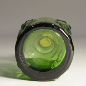 Erik Höglund for Boda, Sweden. Bottle with women in relief. Green glass.