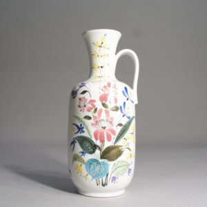 Stig Lindberg for Gustavsberg, Sweden. 1950's decorated vase with handle.