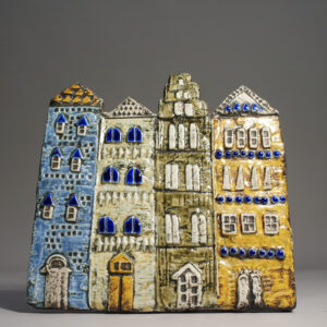 Lisa Larson for Gustavsberg, Sweden. Ceramic wall plaquet of " Gamla Stan.