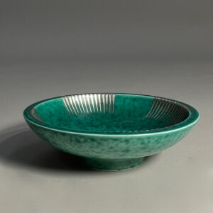 Willhelm Kåge for Gustavsberg, Sweden. "Argenta". 1930's bowl in stoneware with decoration in silver.