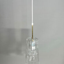 Finnish ceiling lamp in glass with brass detail.
