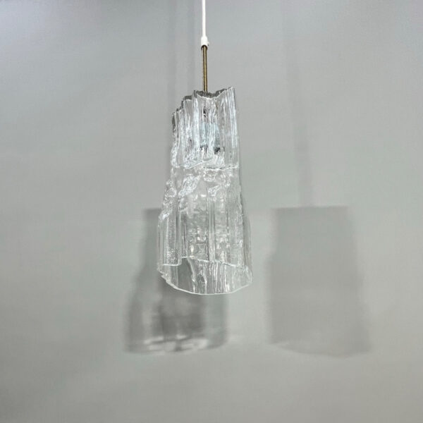 Finnish ceiling lamp in glass with brass detail.