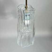 Finnish ceiling lamp in glass with brass detail.
