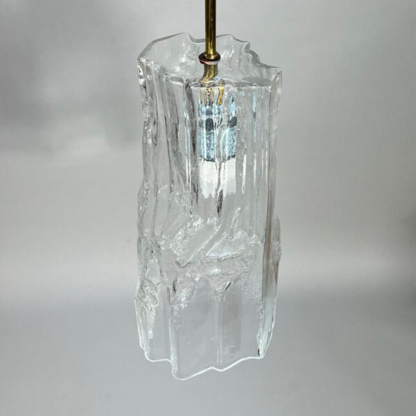 Finnish ceiling lamp in glass with brass detail.