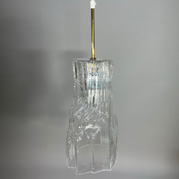 Finnish ceiling lamp in glass with brass detail.
